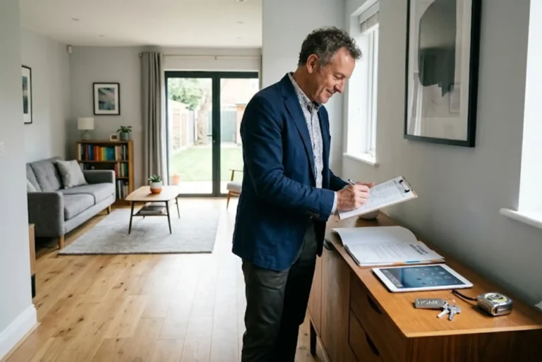 Renting Out Property UK: A Complete Guide to Becoming a Landlord in 2026 UK landlord preparing a rental property and reviewing tenancy paperwork