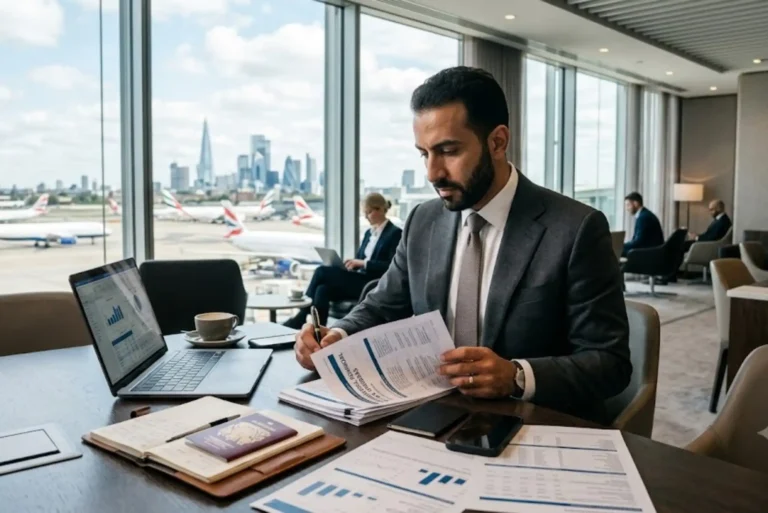 International professional reviewing UK tax residency and overseas income documents