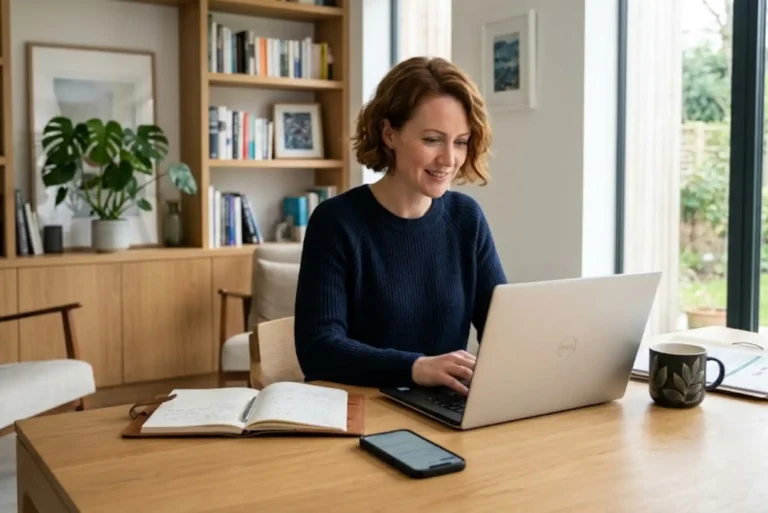UK taxpayer accessing a Personal Tax Account on a laptop in a home office