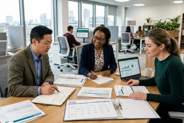 UK professionals reviewing tax year dates and financial planning documents