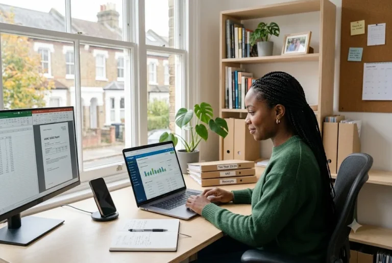 Making Tax Digital Freelancers Stress: Understanding the Challenges and Solutions UK freelancer using accounting software to manage digital tax records and reporting.