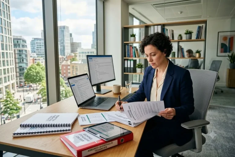 UK landlord examining tenancy regulations and compliance requirements for rental properties.