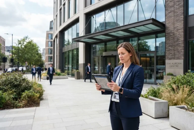 Commercial Property Management: UK Guide Commercial property management professional overseeing a UK office building