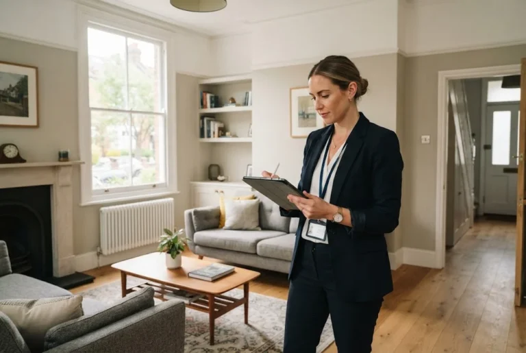 Property manager inspecting and managing a UK rental property