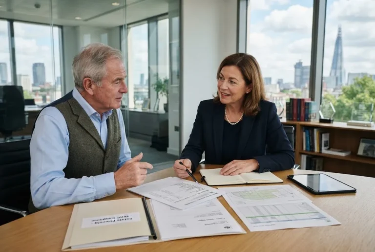 Inheritance tax accountant reviewing UK estate and property planning documents