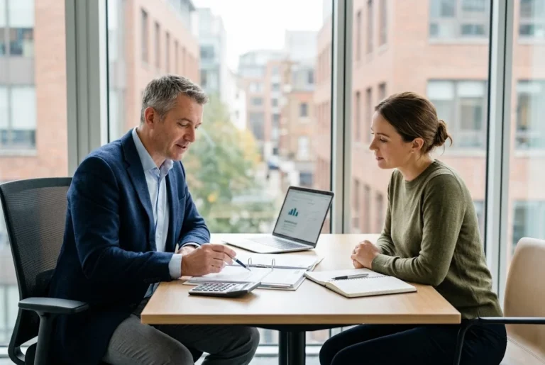 Personal tax advice with a UK tax adviser reviewing financial documents